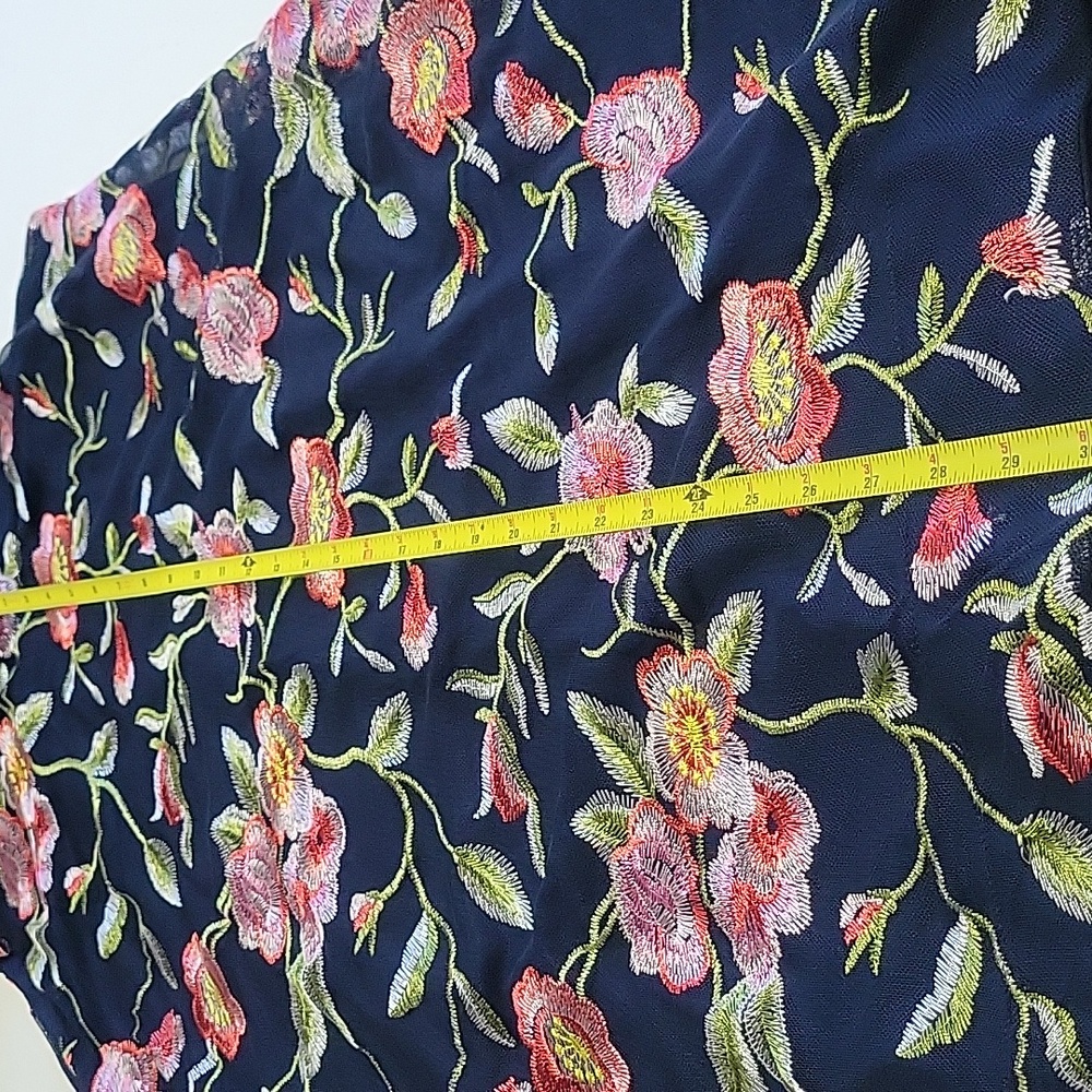 Floral Embroidered Navy and Pink Boho Sleeveless Dress XL - Picture 14 of 16
